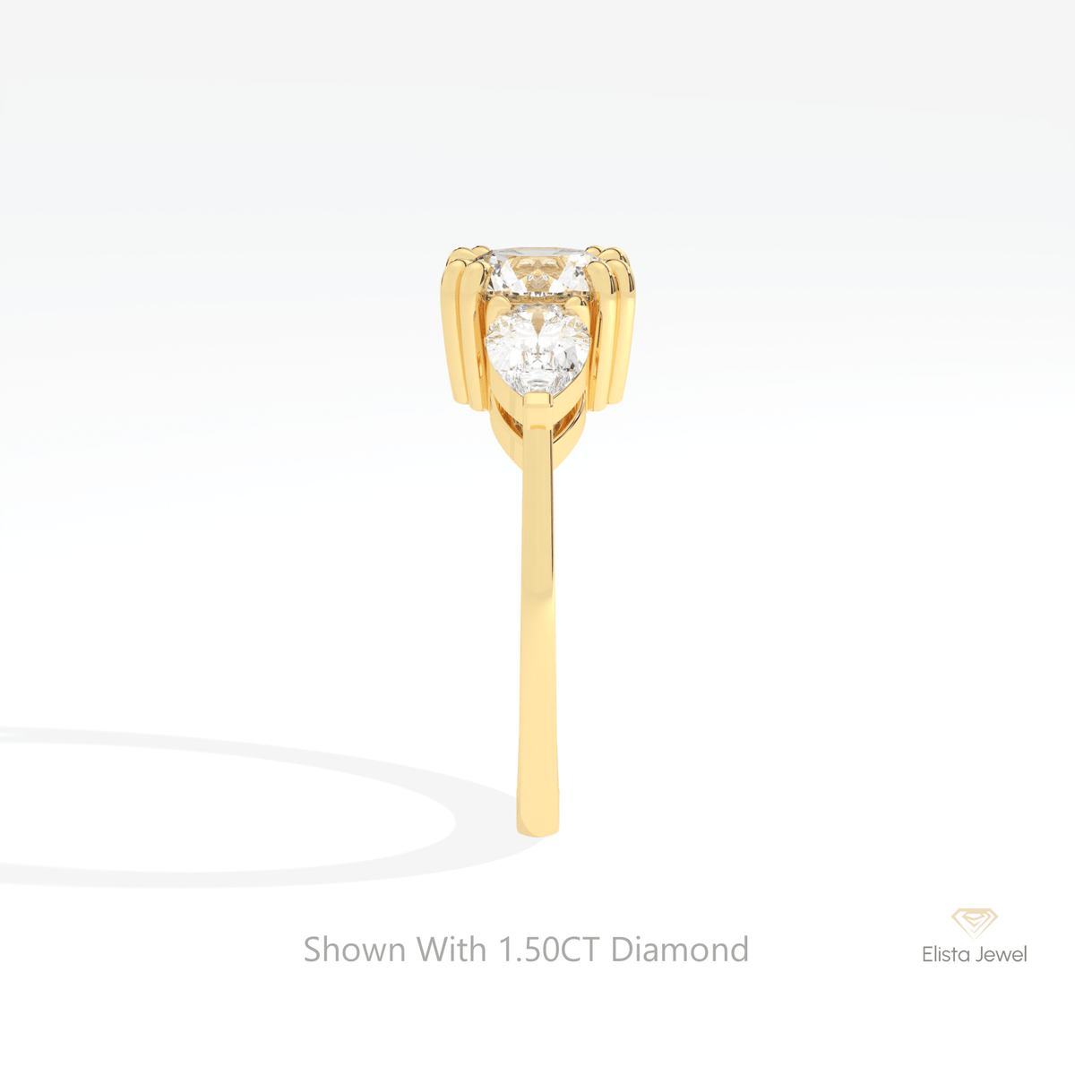 Round Cut Three Stone Engagement Lab Grown Diamond Ring - Additional View