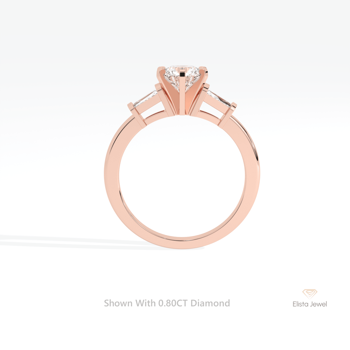 Round Cut Three Stone Engagement Lab Grown Diamond Ring - Alternative View