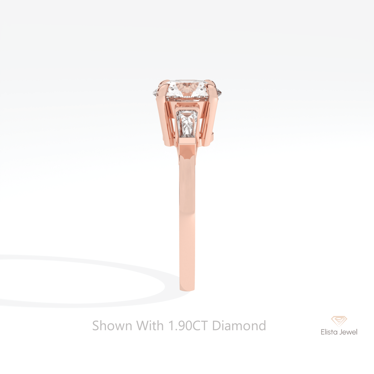 Round Cut Three Stone Engagement Lab Grown Diamond Ring - Additional View