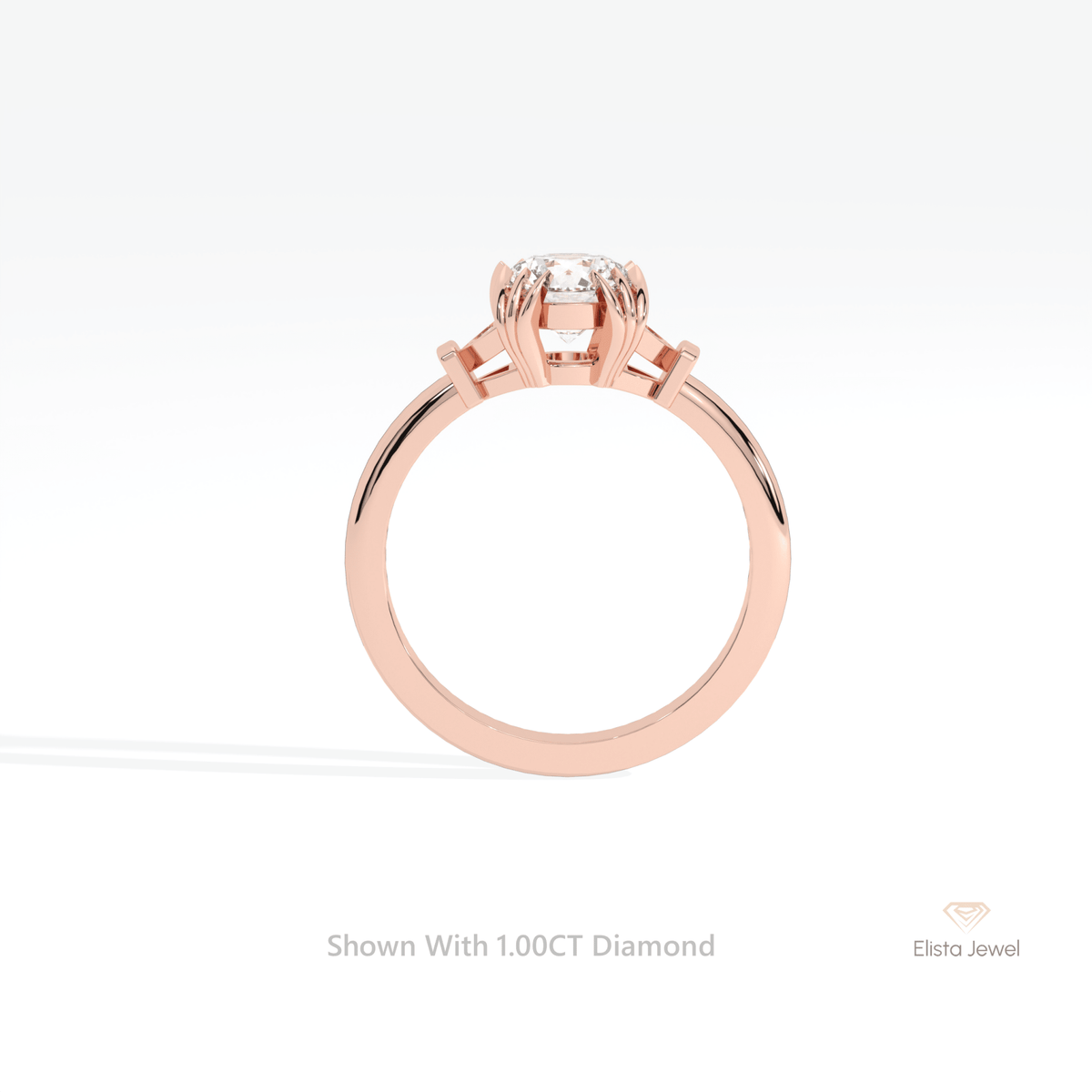 Round Cut Three Stone Engagement Lab Grown Diamond Ring - Alternative View