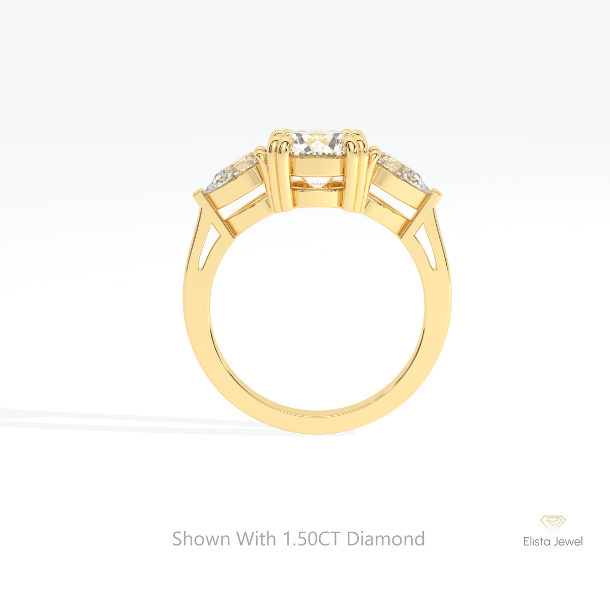 Round Cut Three Stone Engagement Lab Grown Diamond Ring - Alternative View