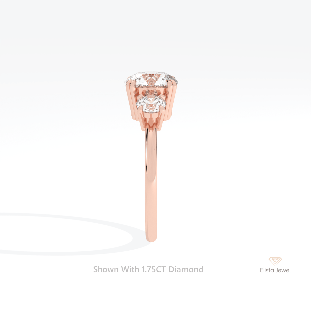 Round Cut Three Stone Engagement Lab Grown Diamond Ring - Additional View