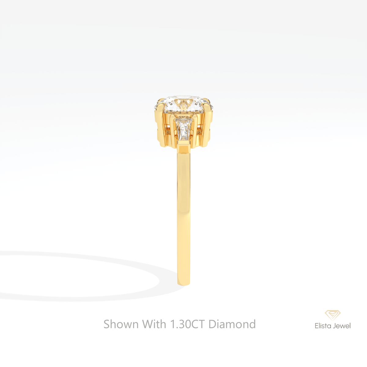 Round Cut Three Stone Wedding Lab Grown Diamond Ring - Additional View