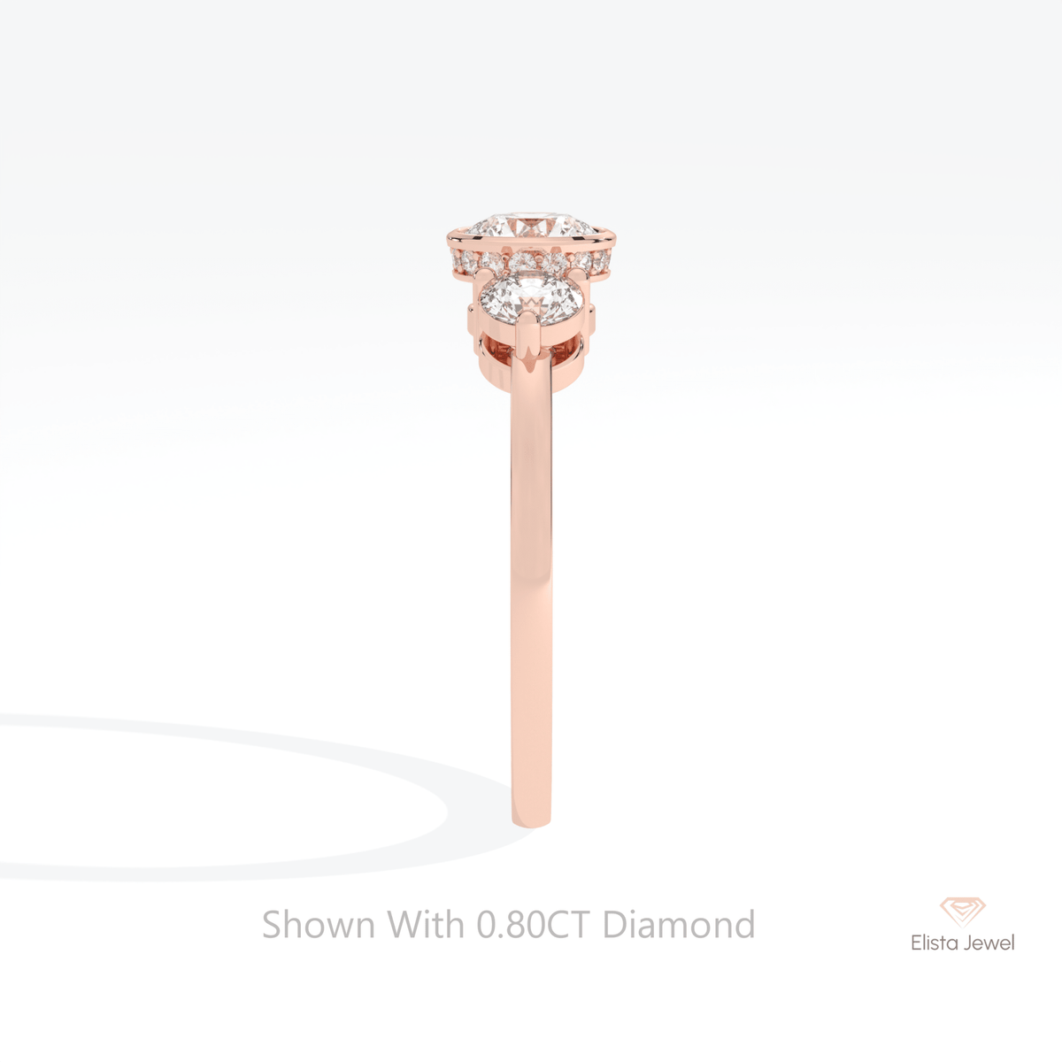 Round Cut Three Stone Wedding Lab Grown Diamond Ring - Additional View