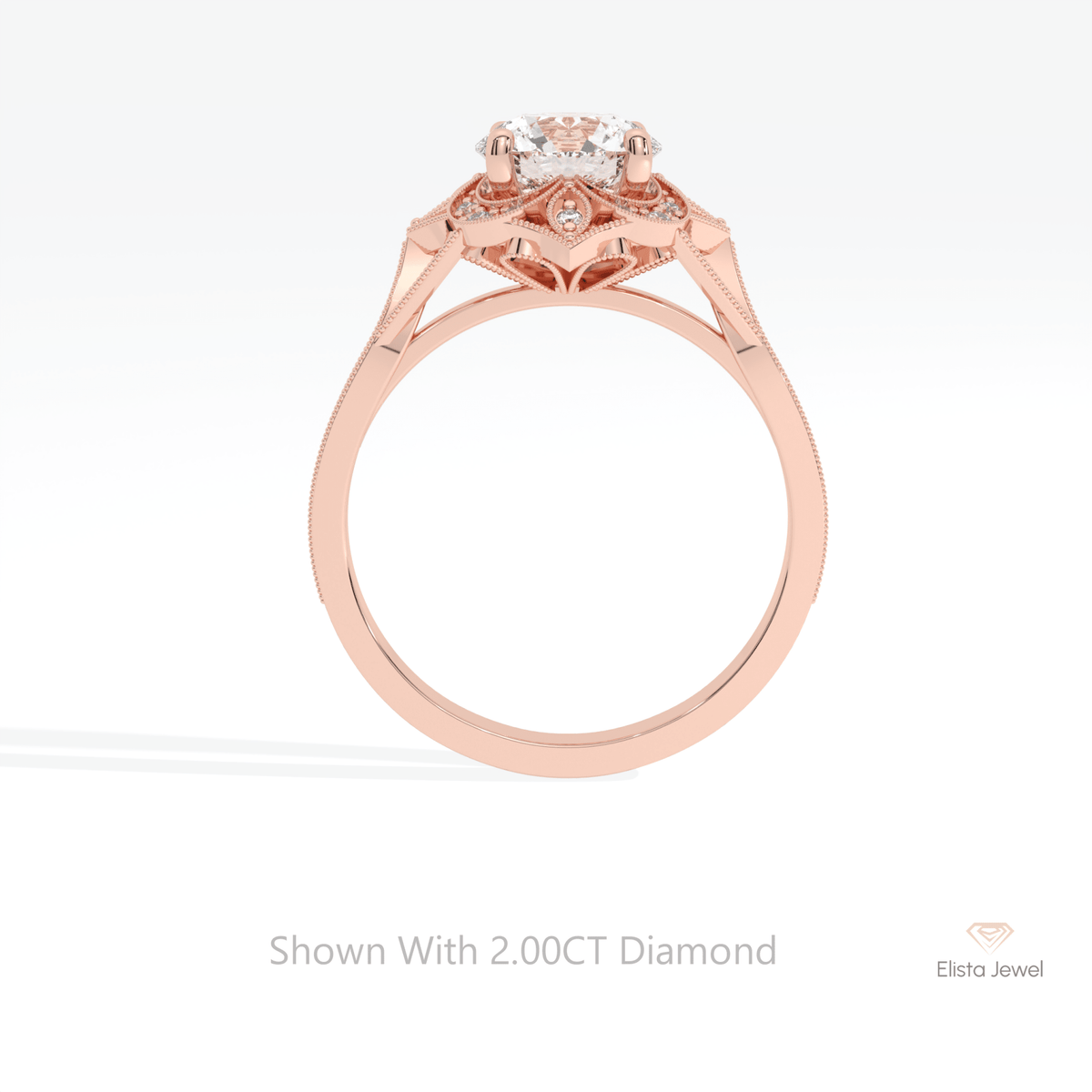 Round Cut Vintage Engagement Lab Grown Diamond Ring - Alternative View