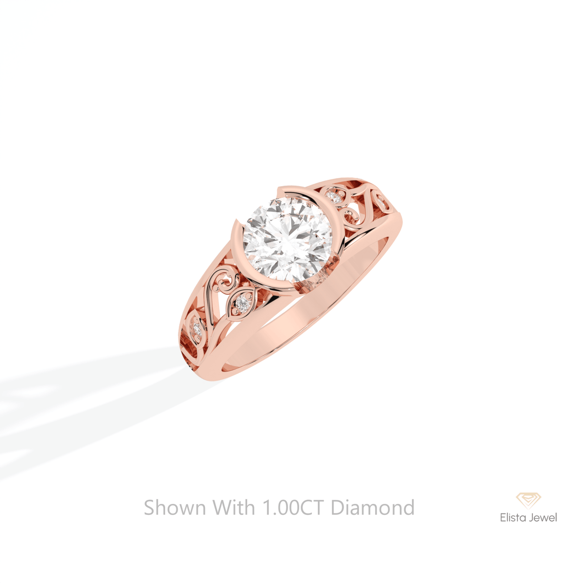 Round Cut Vintage Engagement Lab Grown Diamond Ring in Platinum - Lifestyle View