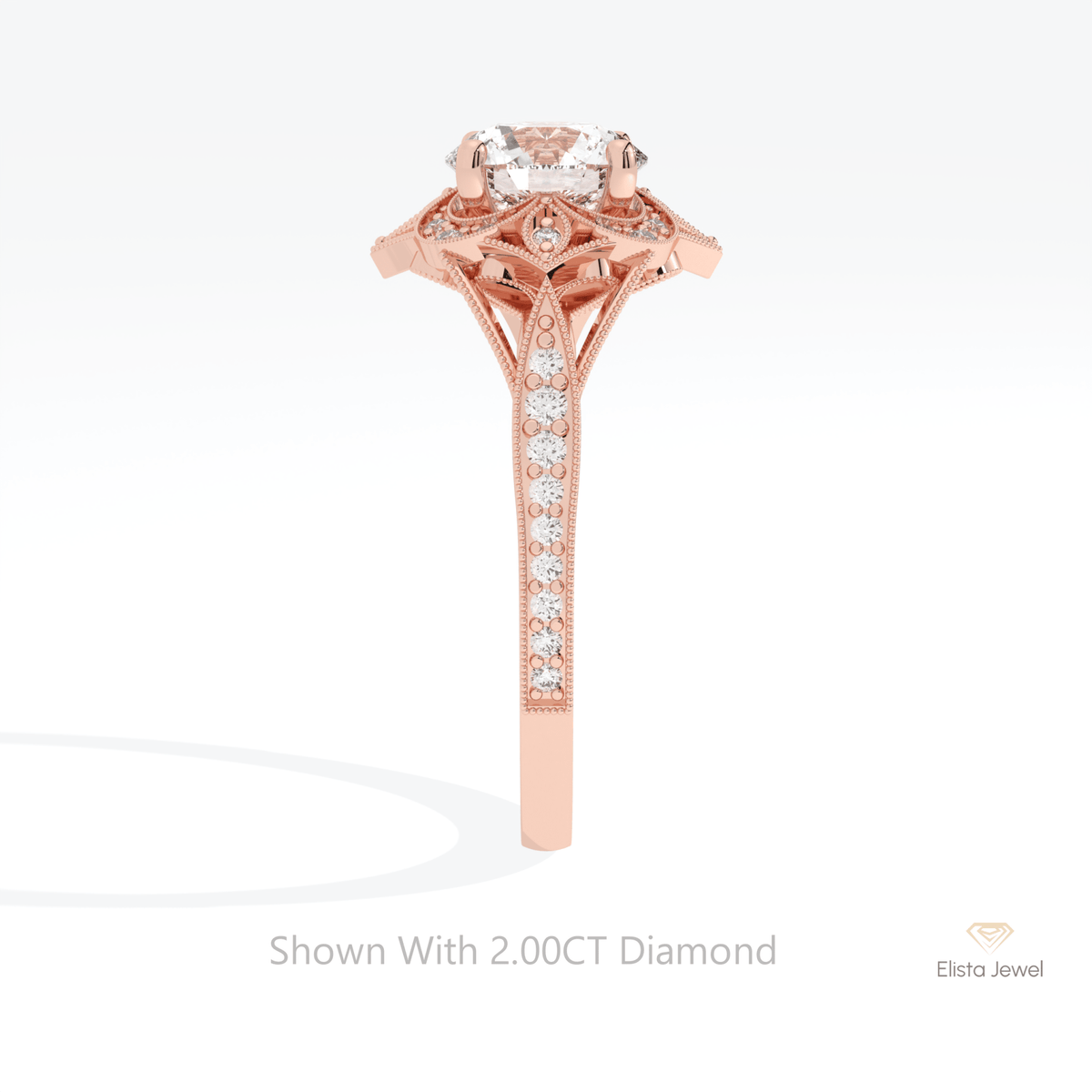 Round Cut Vintage Engagement Lab Grown Diamond Ring - Additional View