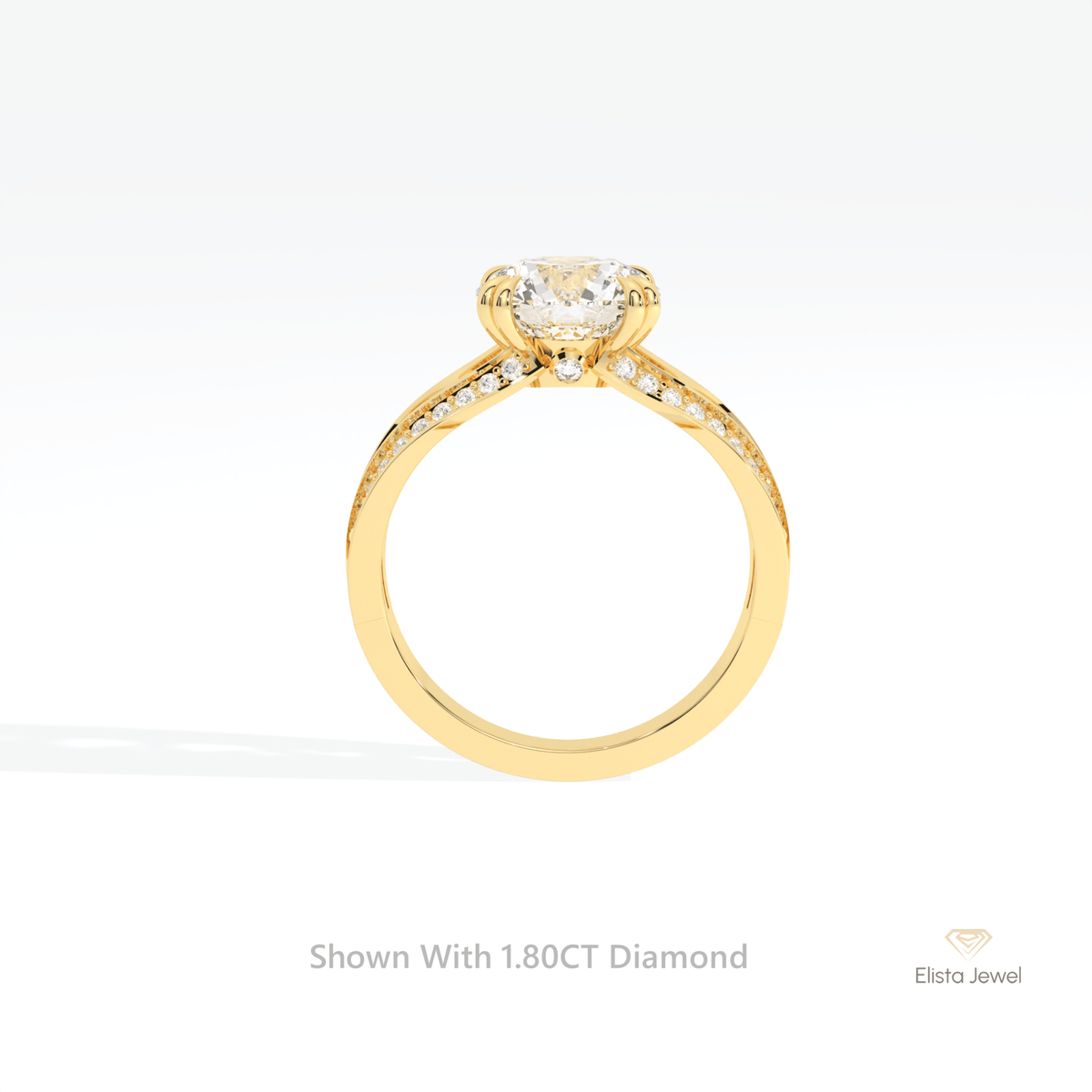 Round Cut Vintage Wedding Lab Grown Diamond Ring in 18K White Gold - Close-up View