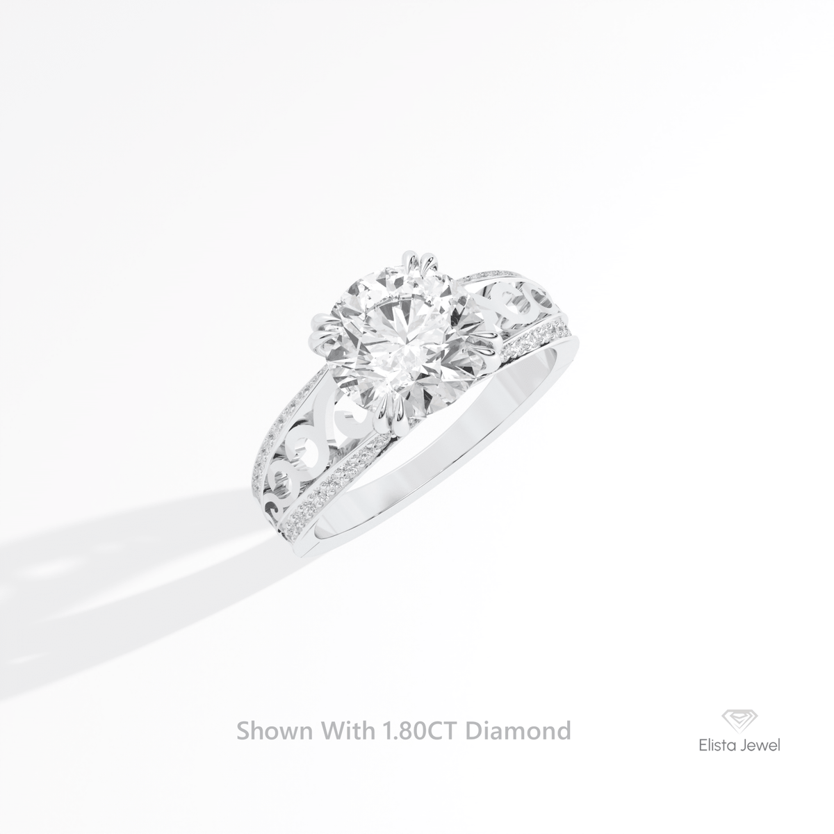 Round Cut Vintage Wedding Lab Grown Diamond Ring in 10K Yellow Gold - Side View