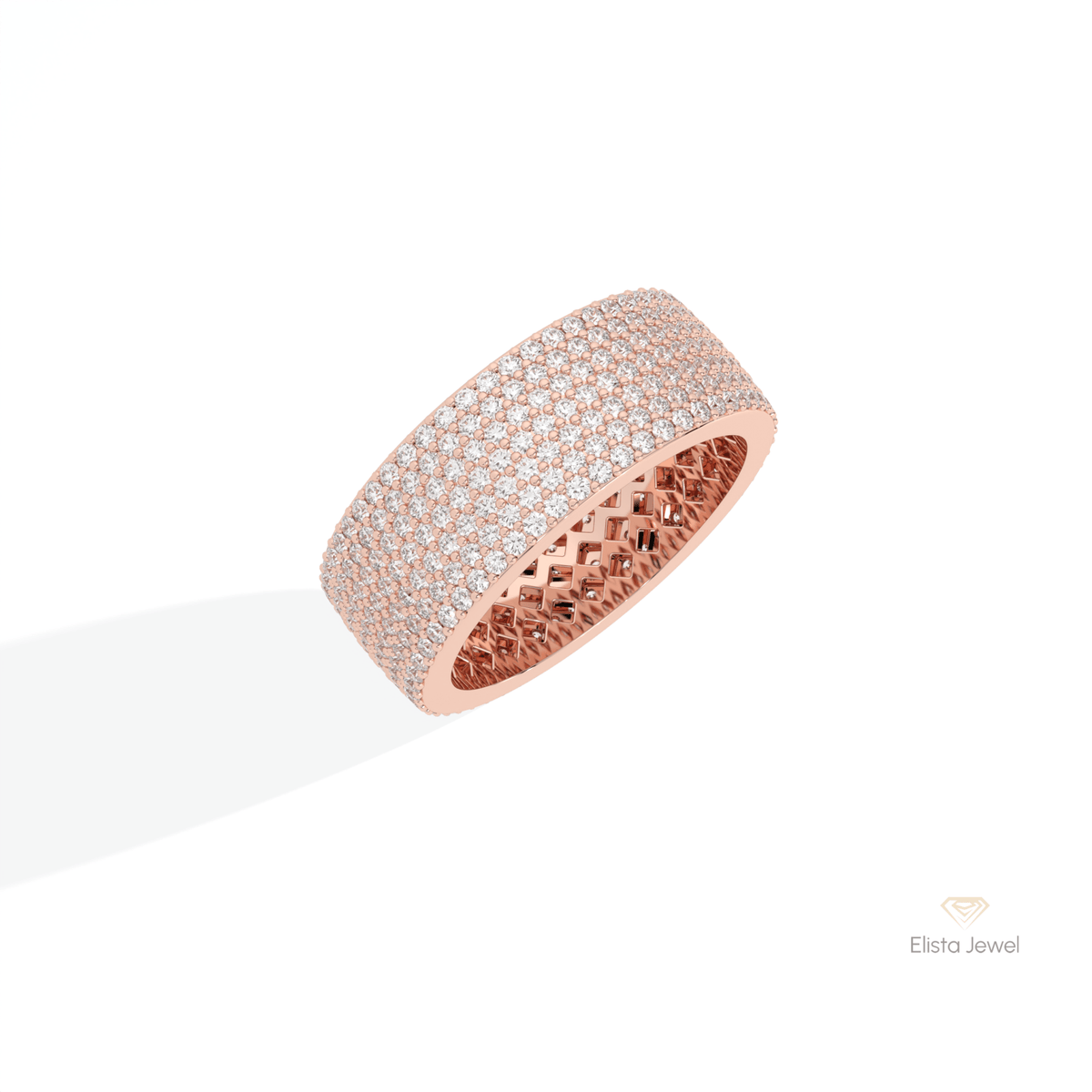 Round Cut Wedding Lab Grown Diamond Band in Platinum - Lifestyle View