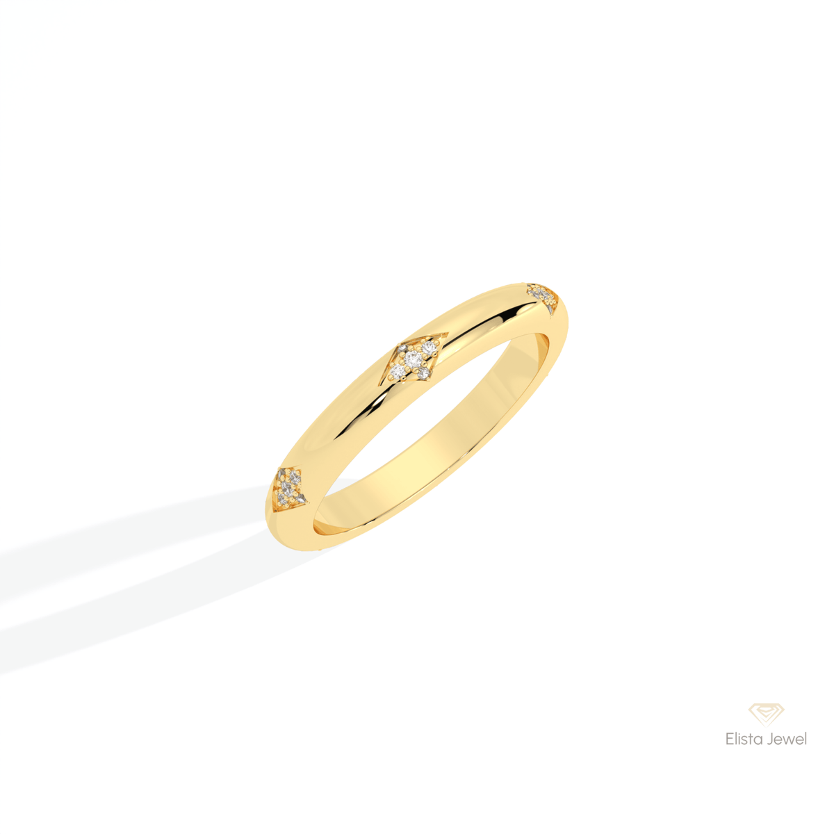 Round Cut Wedding Lab Grown Diamond Band in 10K Yellow Gold - Side View
