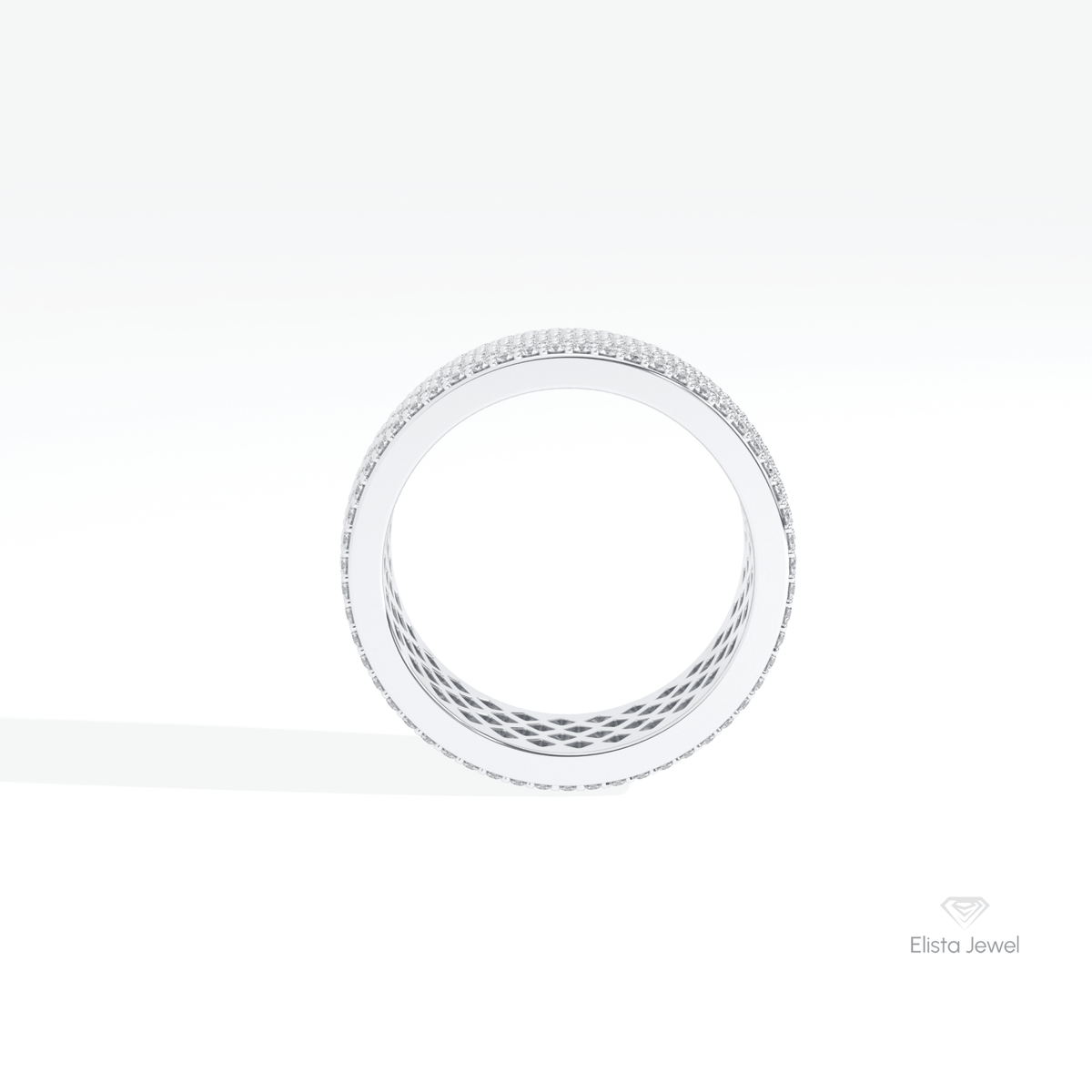 Round Cut Wedding Lab Grown Diamond Band in 10K Rose Gold - Angled View