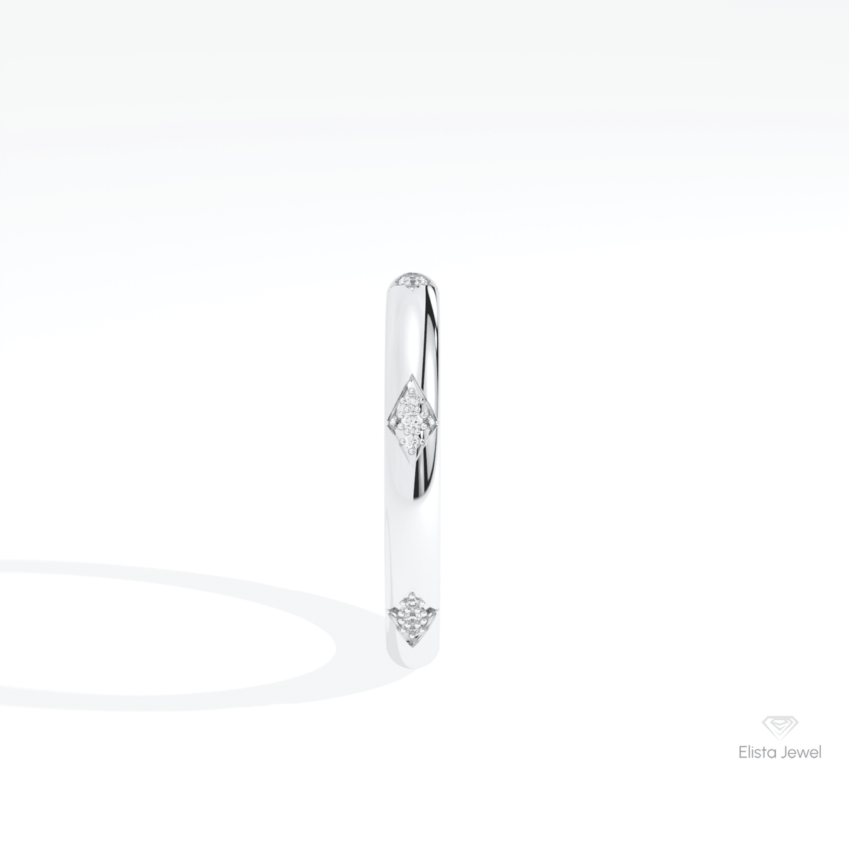 Round Cut Wedding Lab Grown Diamond Band in 18K Yellow Gold - Perspective View