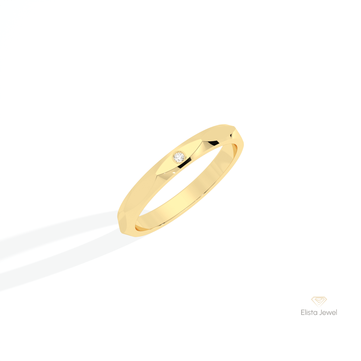Round Cut Wedding Lab Grown Diamond Band in 14K Rose Gold - Profile View