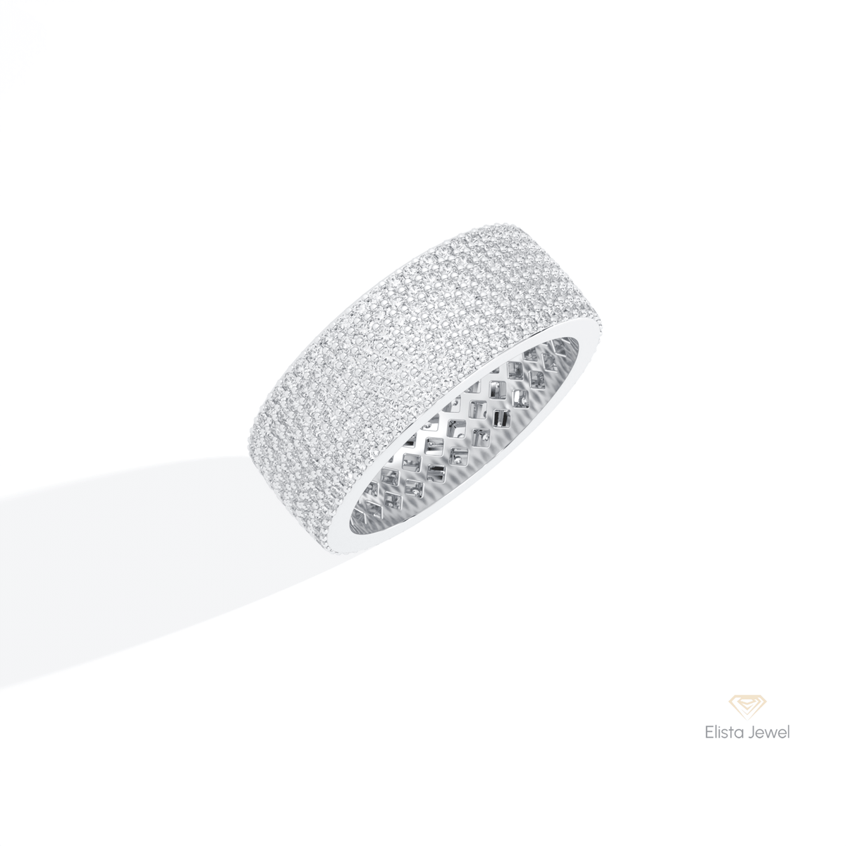 Round Cut Wedding Lab Grown Diamond Band in 10K Yellow Gold - Side View