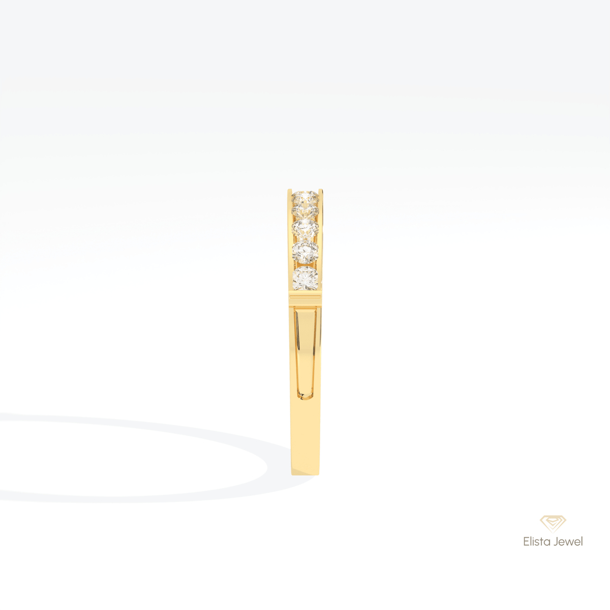 Round Cut Wedding Lab Grown Diamond Band in 14K White Gold - Top View