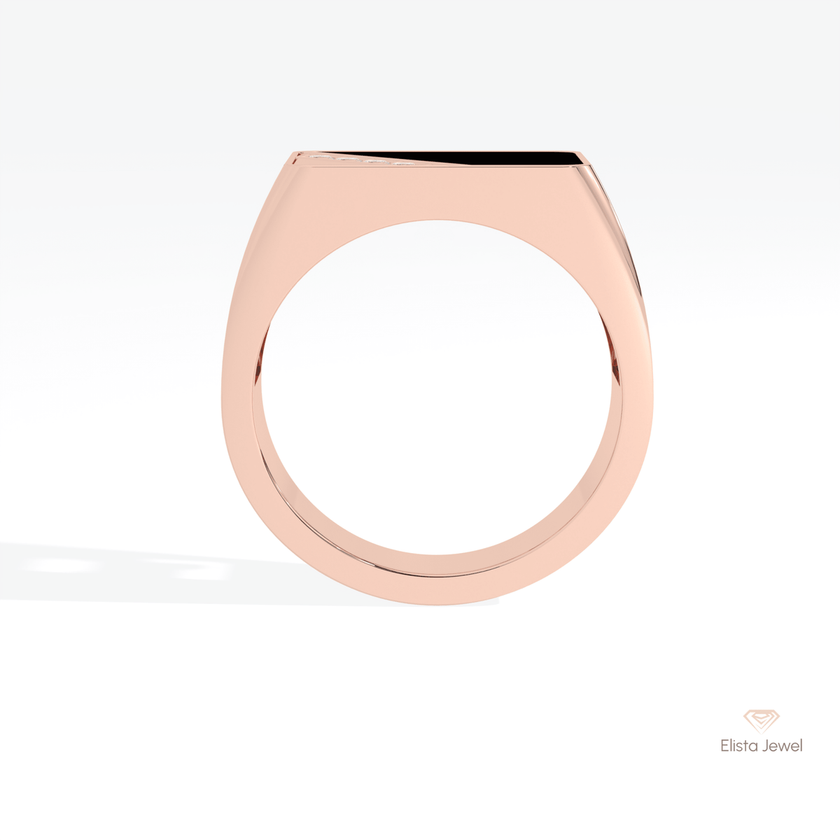 Round Cut With Black Onyx Men's Lab Grown Diamond Ring - Alternative View
