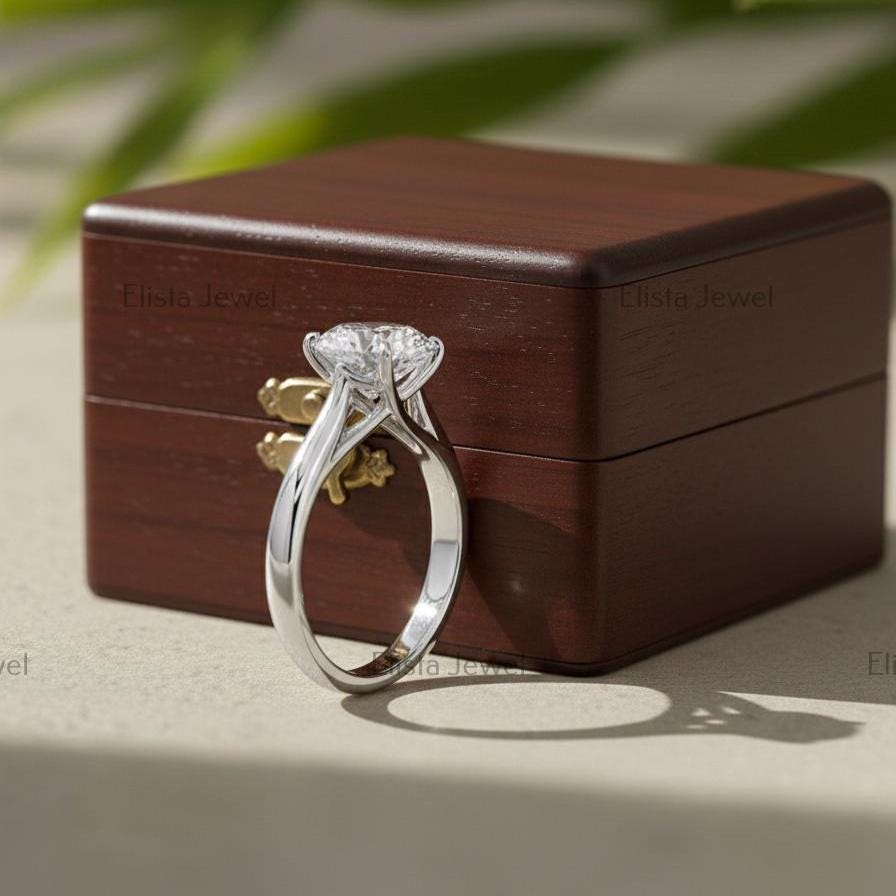 Round Lab-Grown Diamond Solitaire Engagement Ring, 14K White Gold, IGI Certified
