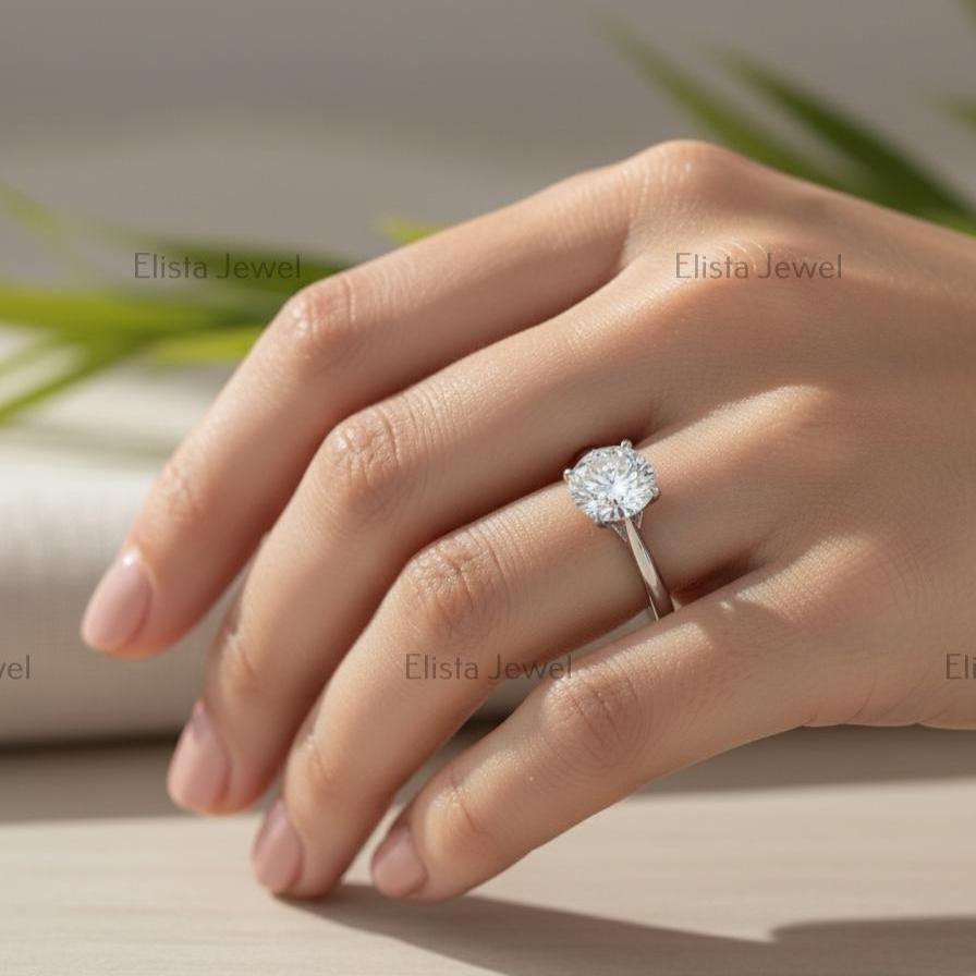 Round Lab-Grown Diamond Solitaire Engagement Ring, 14K White Gold, IGI Certified