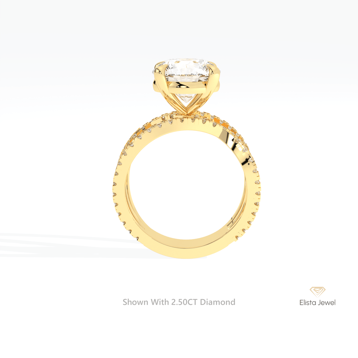 Round Solitaire Accent Crossover Lab Grown Diamond Ring - Alternative View