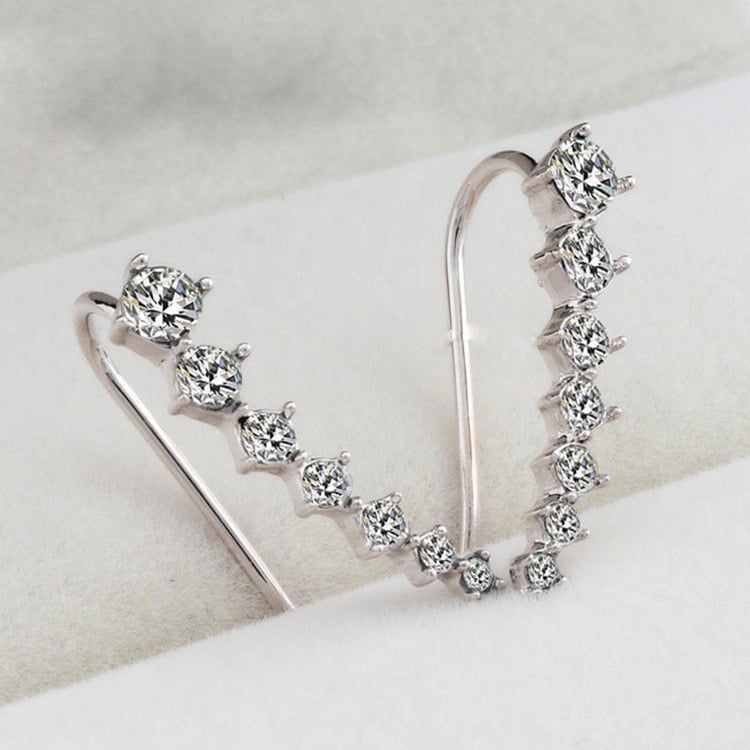Seven Star Diamond Cuff Earring in 10K Rose Gold - Angled View