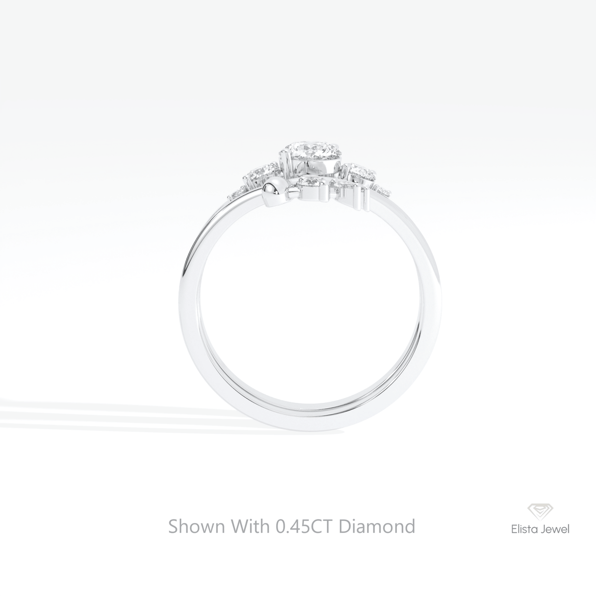 Stacking Lab Grown Diamond Band With Round Cut Lab Grown Diamond Ring Set in 18K White Gold - Close-up View