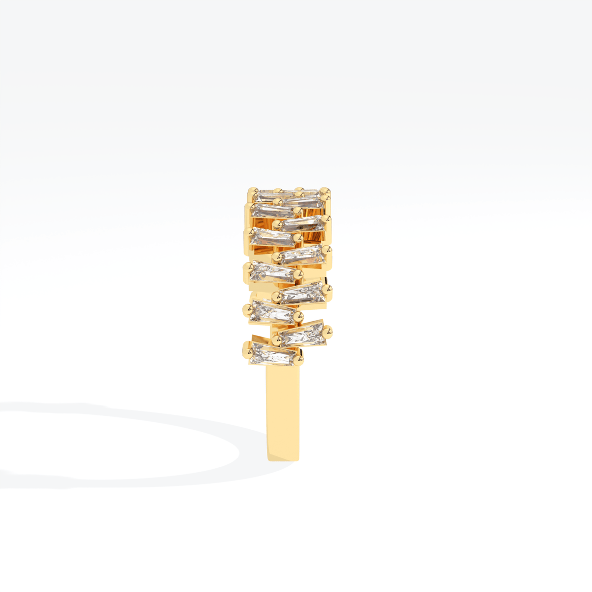Trapped Baguette Cut Wedding Lab Grown Diamond Band - Additional View
