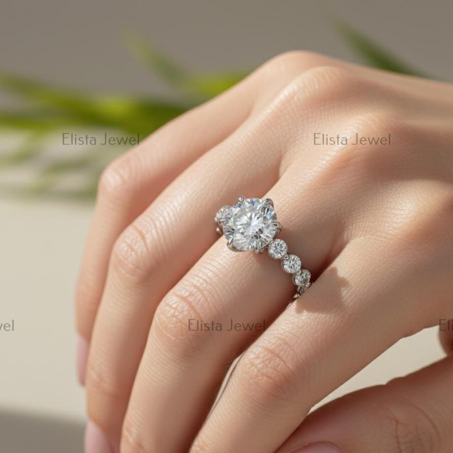 Tulip Lab-Grown Diamond Engagement Ring, 10K White Gold, Certified Bridal Ring