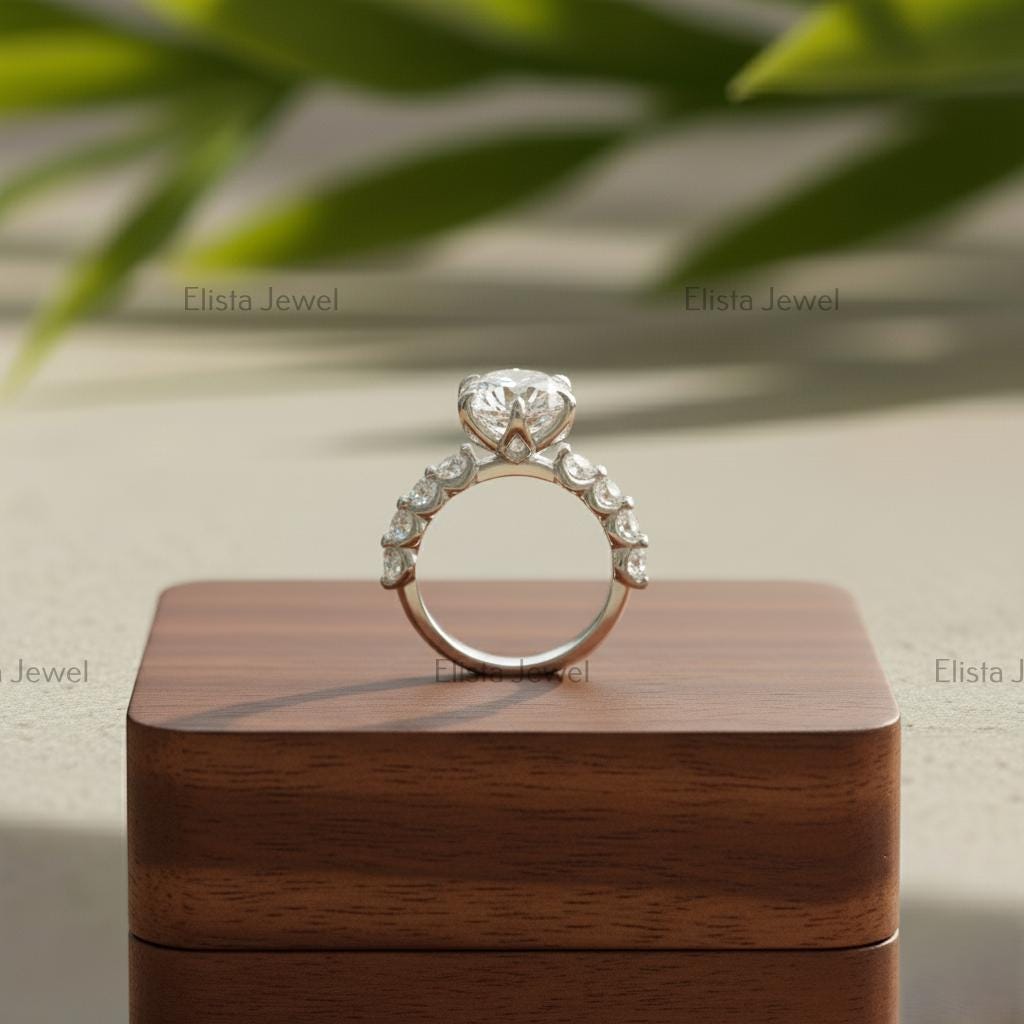 Tulip Lab-Grown Diamond Engagement Ring, 10K White Gold, Certified Bridal Ring