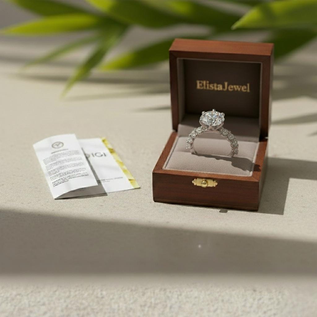 Tulip Lab-Grown Diamond Engagement Ring, 10K White Gold, Certified Bridal Ring