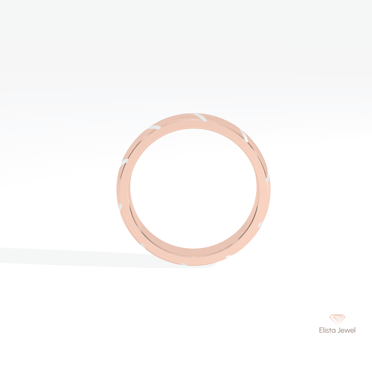 Two Tone 14K Gold Wedding Lab Grown Diamond Band - Angled View
