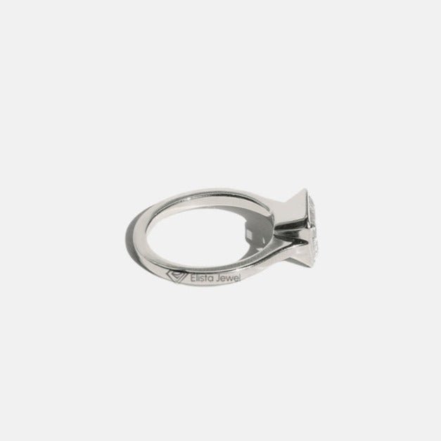 East West Emerald Solitaire Full Bezel Lab Grown Diamond Ring in Platinum - Top View