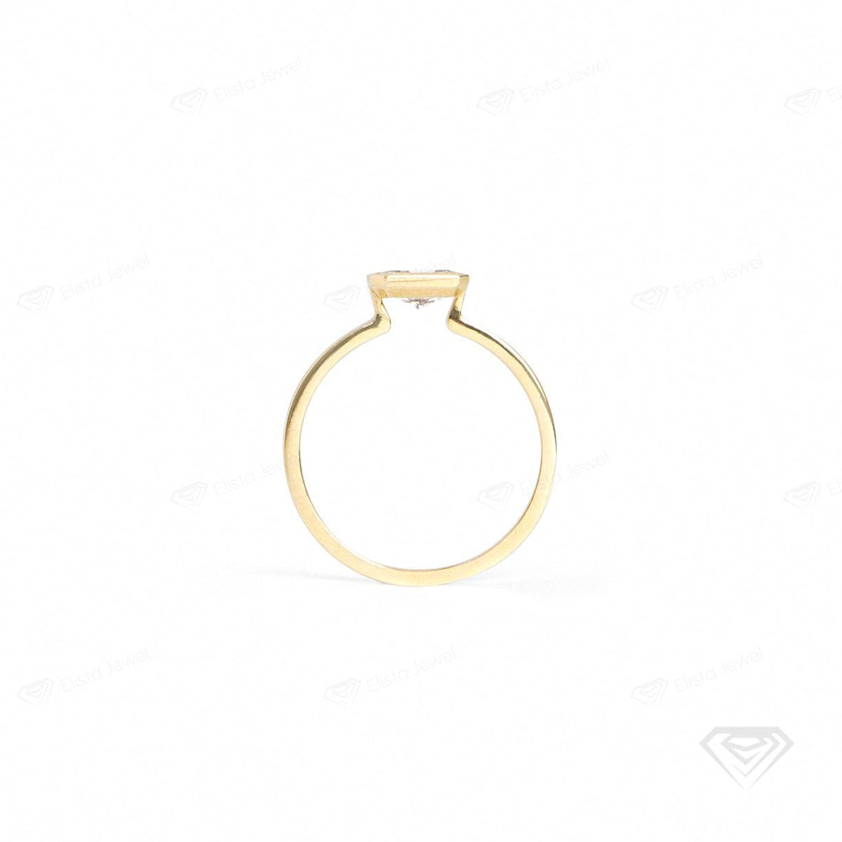 East West Radiant Cut Bezel Solitaire Lab Grown Diamond Ring in 18K - Angled View