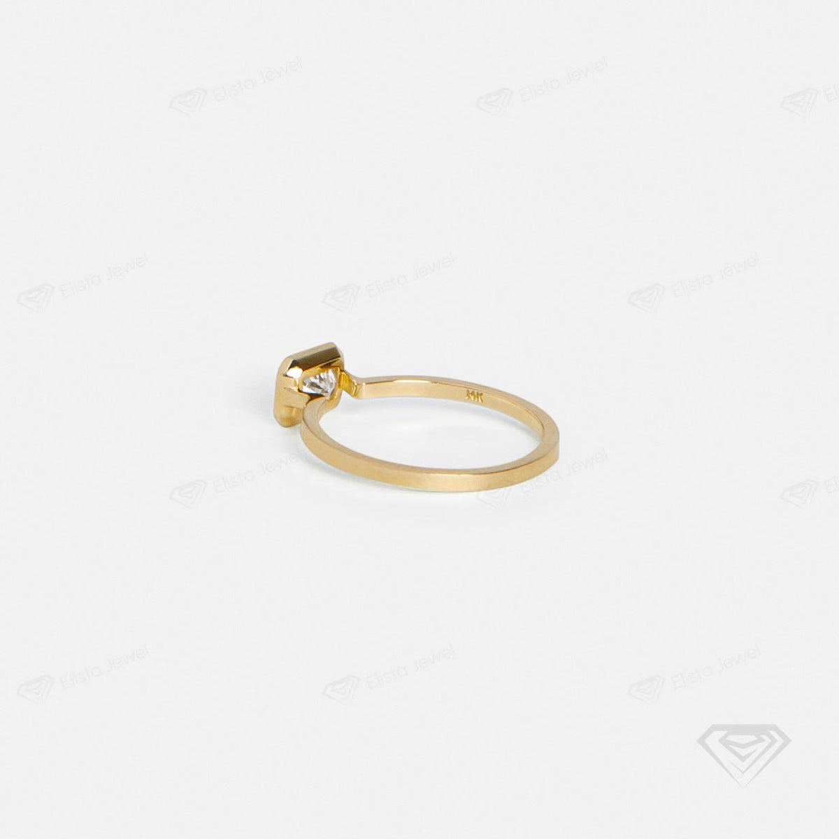 East West Radiant Cut Bezel Solitaire Lab Grown Diamond Ring - Detail View
