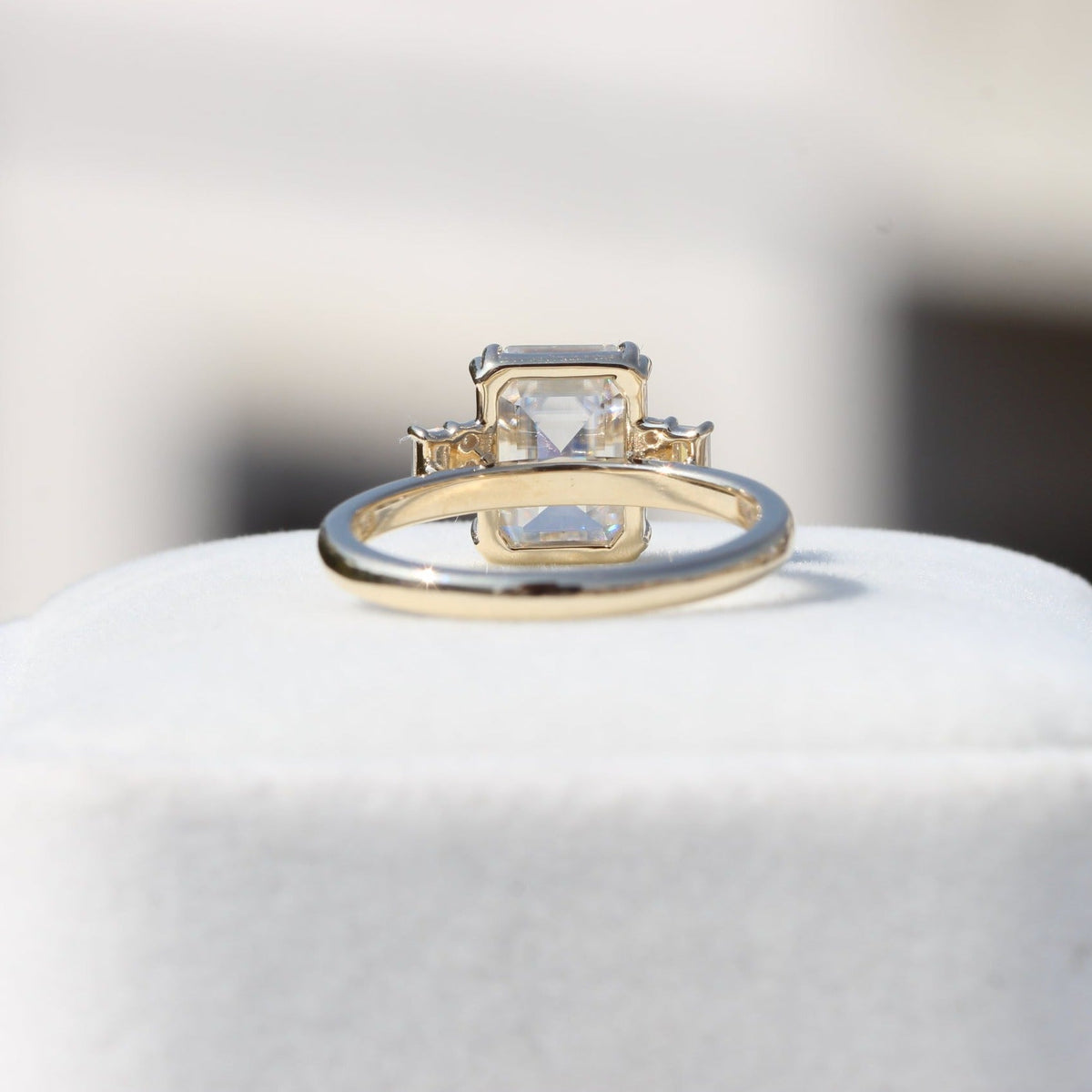 Emerald Cut Accent Engagement Lab Grown Diamond Ring - Detail View