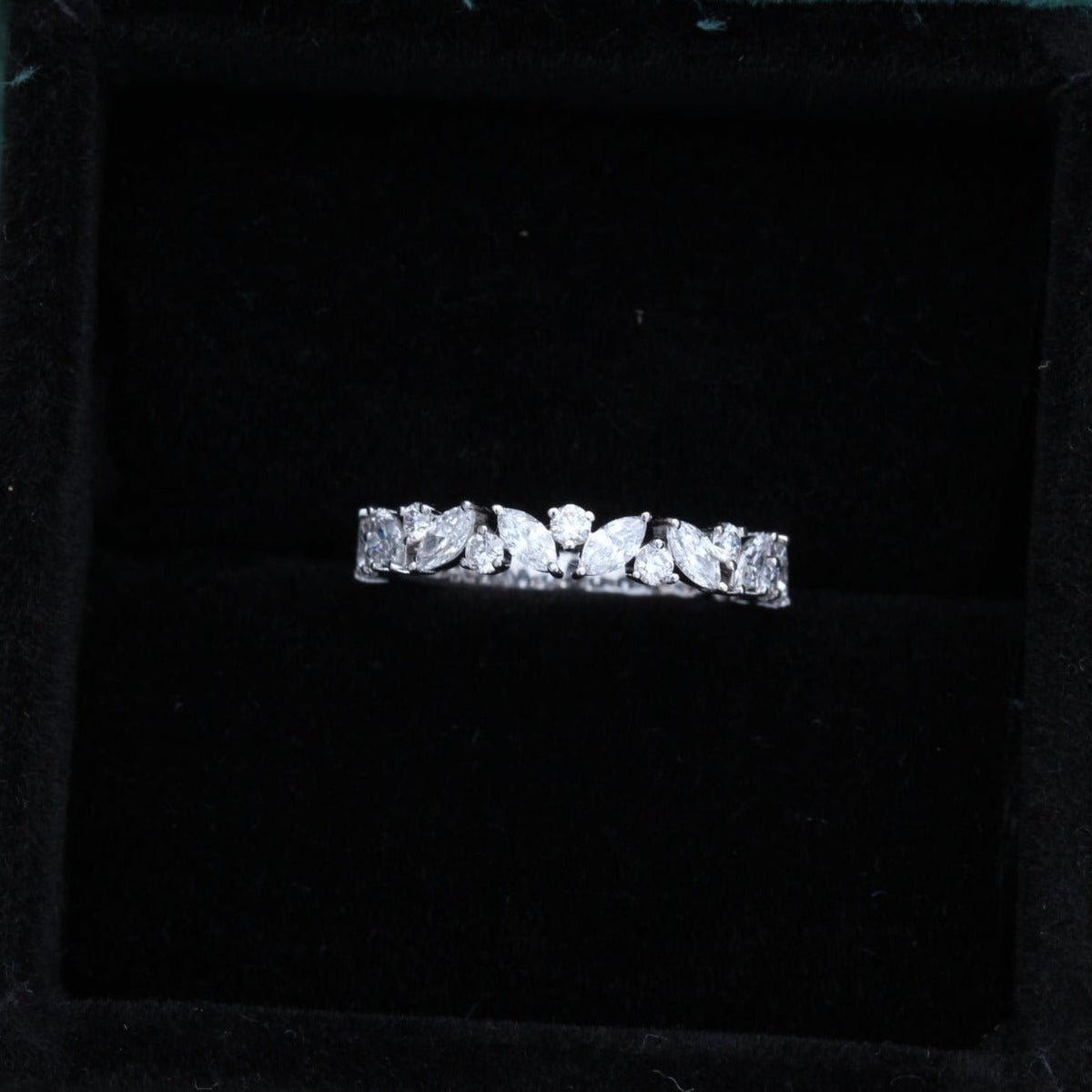 Marquise And Round Cut Wedding Lab Grown Diamond Band - Detail View