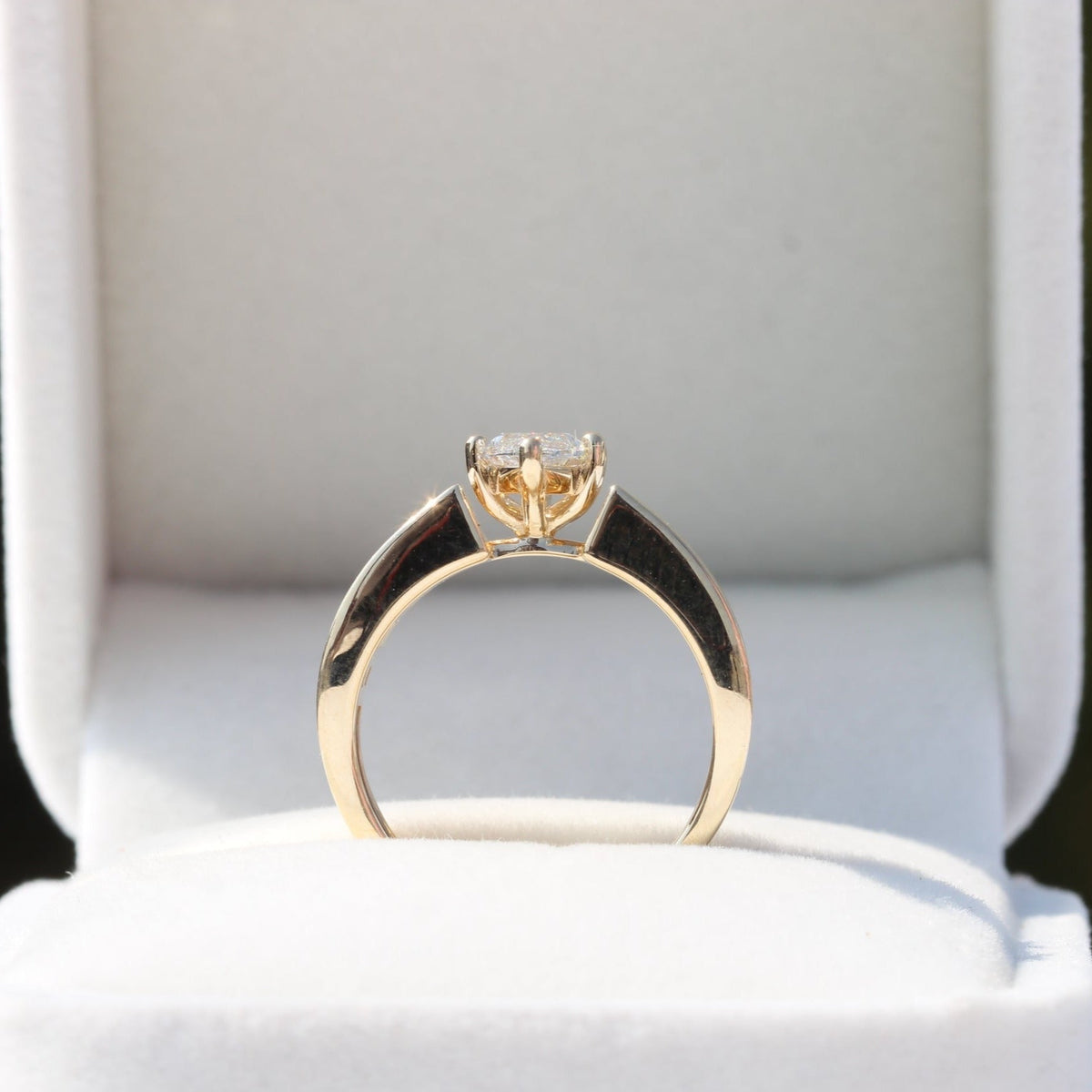 Marquise Cut Accent Wedding Lab Grown Diamond Ring - Profile View
