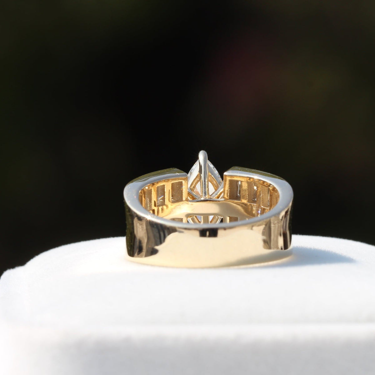 Marquise Cut Accent Wedding Lab Grown Diamond Ring in 18K - Angled View