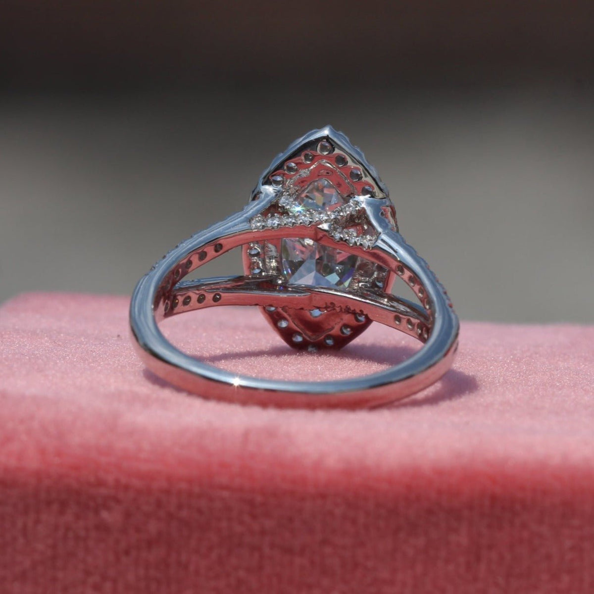 Marquise Cut Halo Engagement Lab Grown Diamond Ring in Platinum - Top View