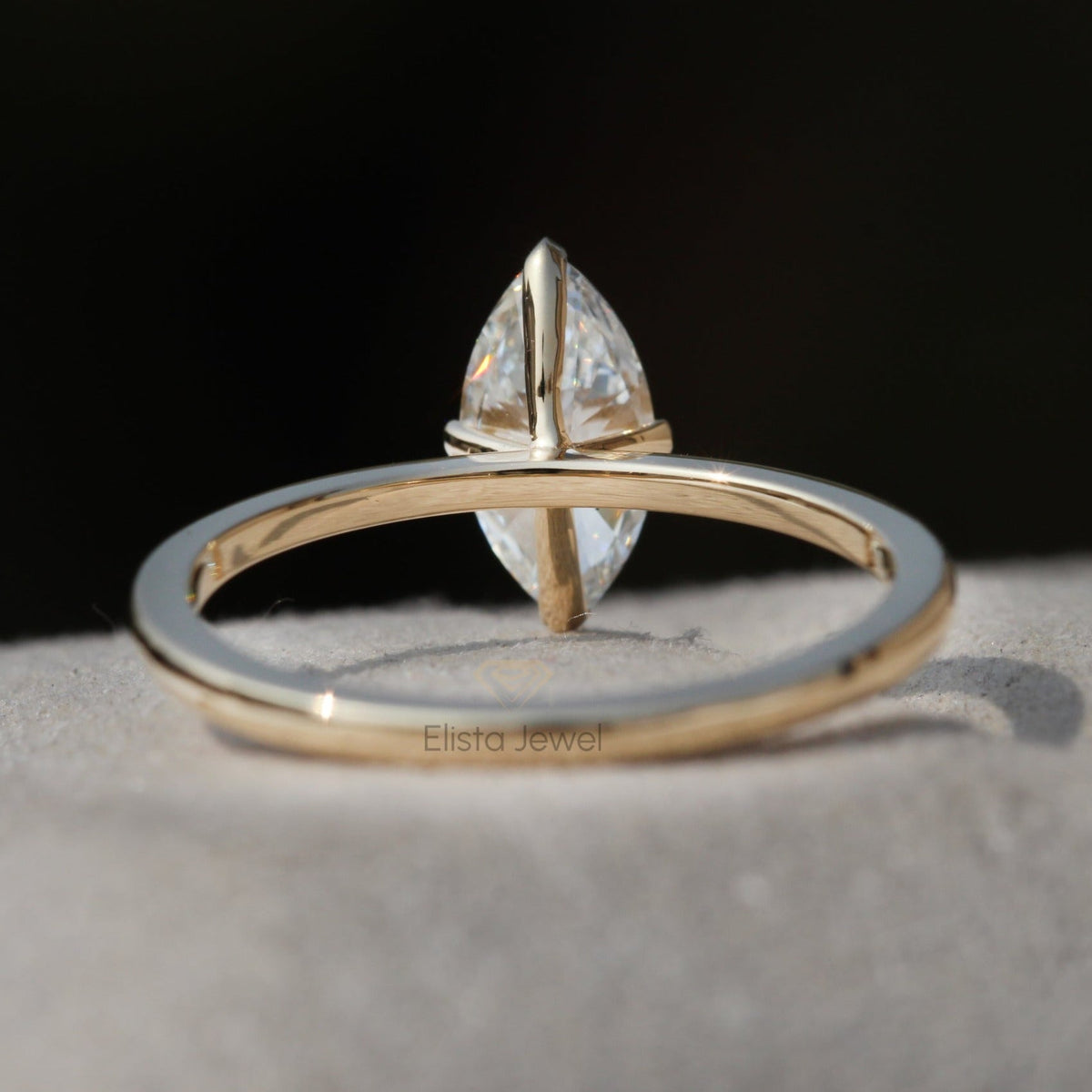 Marquise Cut Solitaire Engagement Lab Grown Diamond Ring - Close-up View