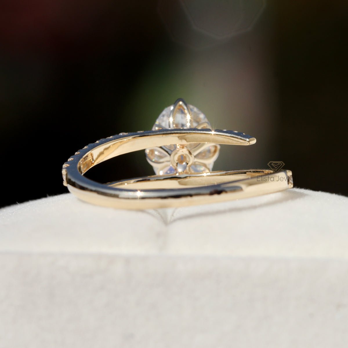 Oval Cut Bypass Engagement Lab Grown Diamond Ring in 14K - Side View