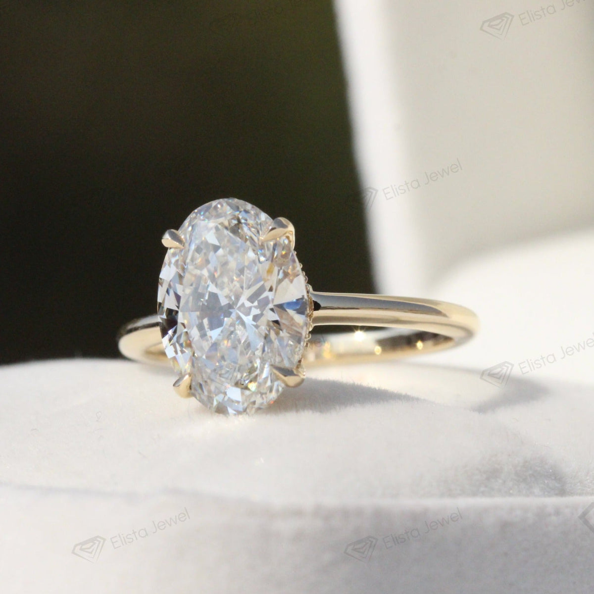 Oval Cut Double Hidden Halo Wedding Lab Grown Diamond Ring - View 14