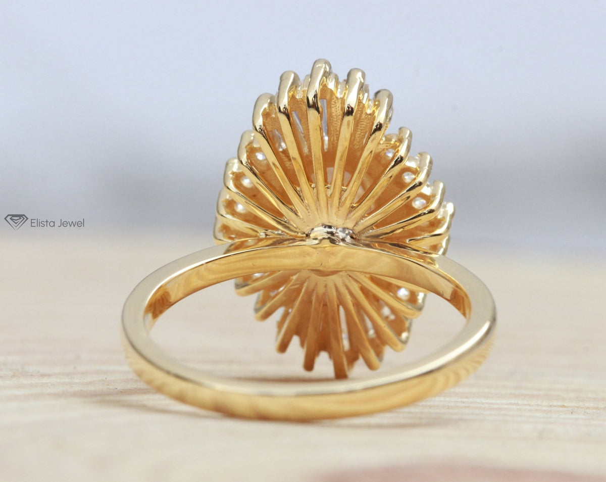 Oval Diamond Art Deco Engagement Ring in 18K - Angled View