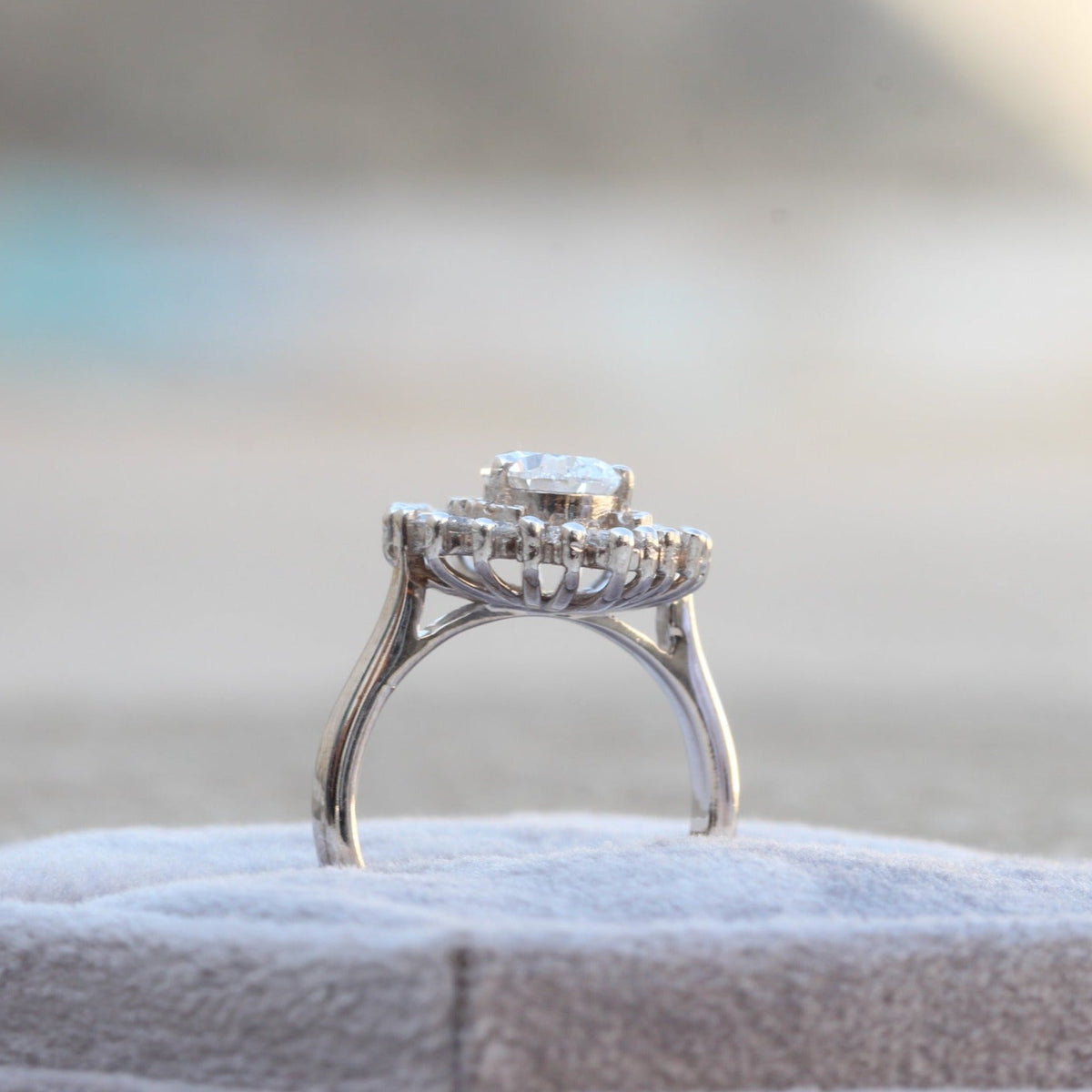 Pear Cut Diamond Starburst Ring - Perspective View
