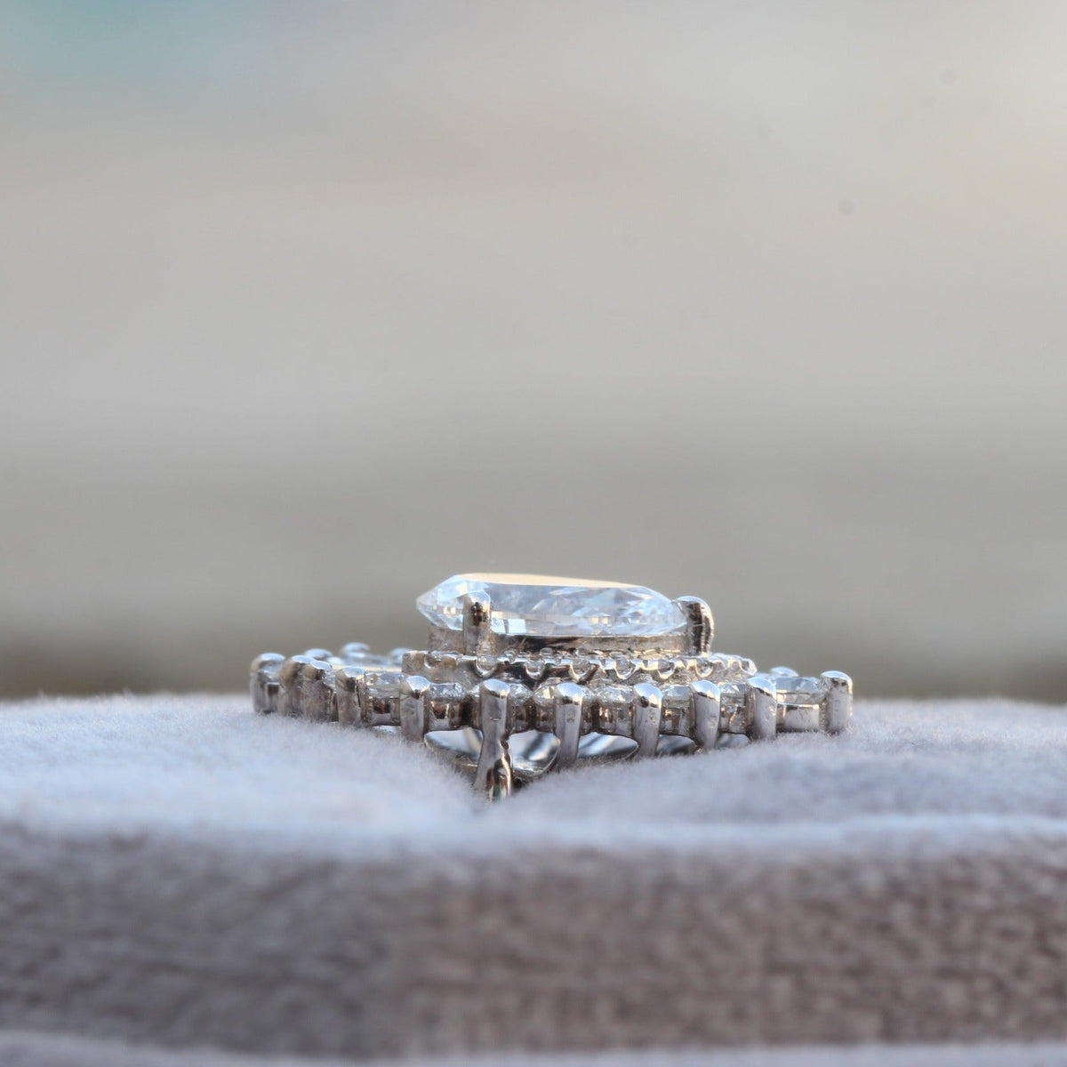 Pear Cut Diamond Starburst Ring - Profile View