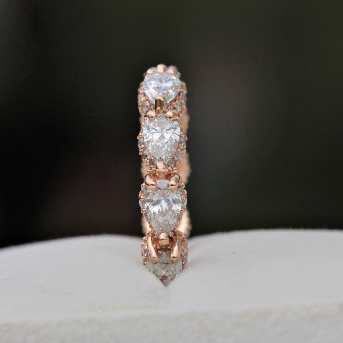 Pear Cut Half Eternity Wedding Lab Grown Diamond Band - Detail View