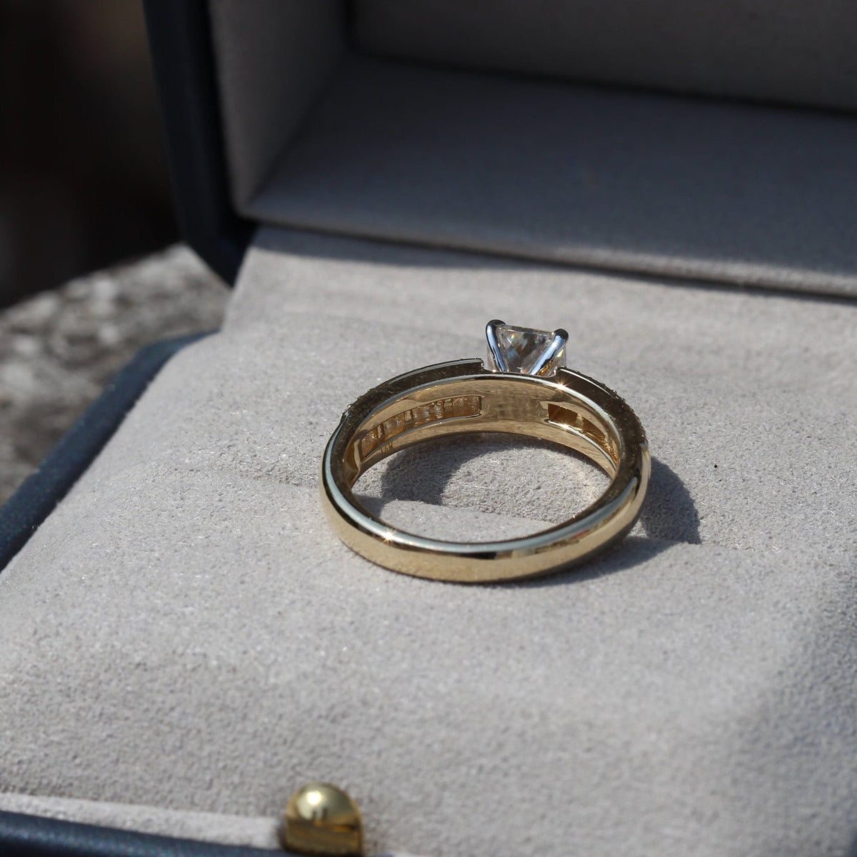 Radiant Cut Accent Wedding Lab Grown Diamond Ring - Perspective View