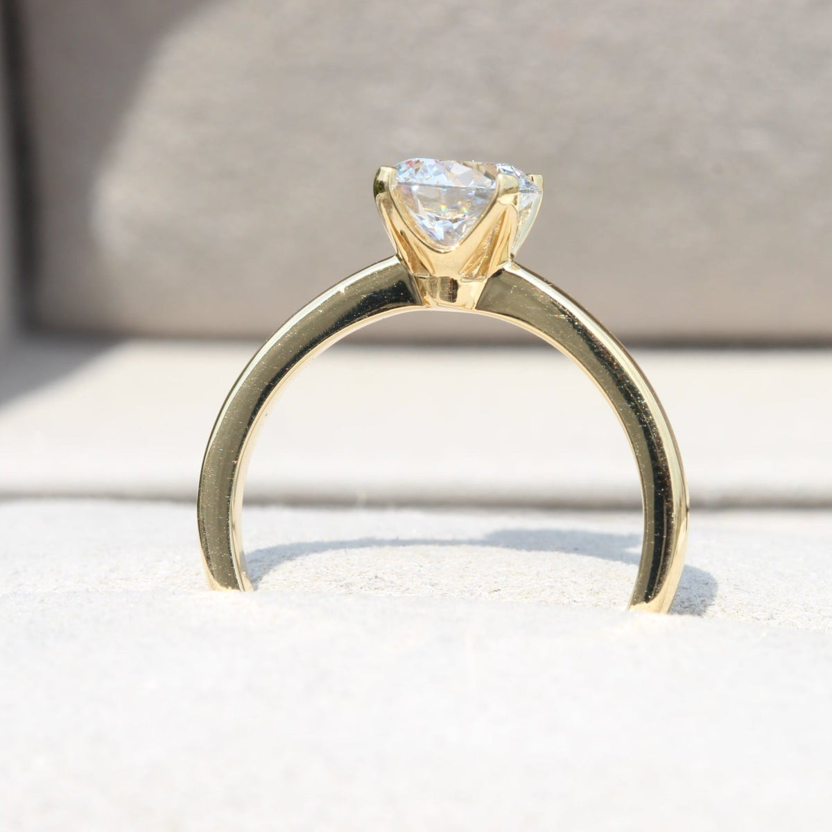 Round Cut Solitaire Engagement Lab Grown Diamond Ring in 14K White Gold - Top View