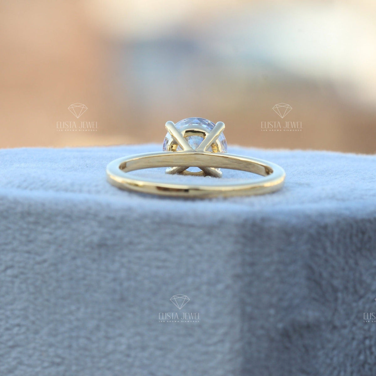 Round Cut Solitaire Engagement Lab Grown Diamond Ring in 18K - Angled View