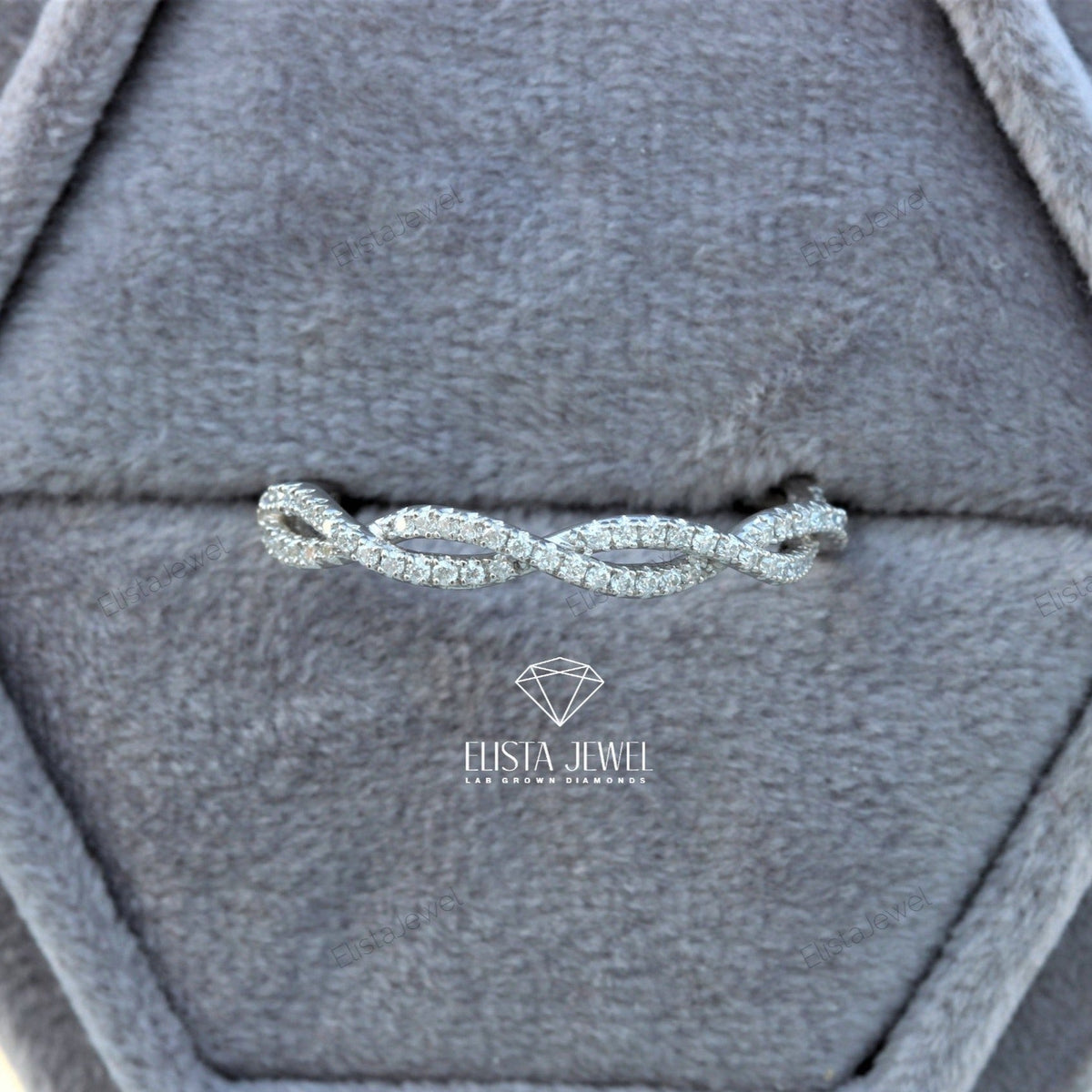 Round Cut Twisted Stackable Lab Grown Diamond Band - Detail View